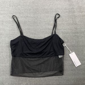 Reformation Tank Top Women L Black Graysen Sheer Crop Top